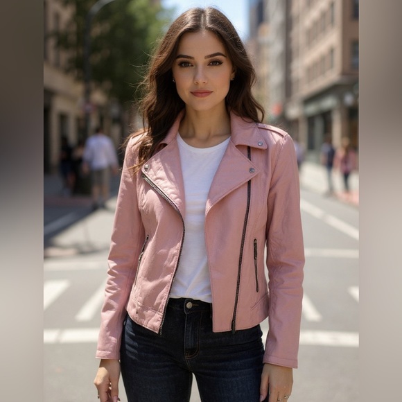 Anthropologie Jackets & Blazers - Anthropologie faux leather jacket in adorable dusty rose